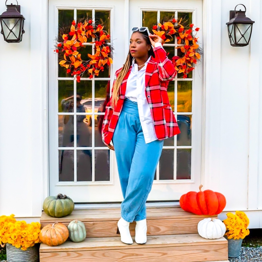 New York & Company Plaid Blazer - XL